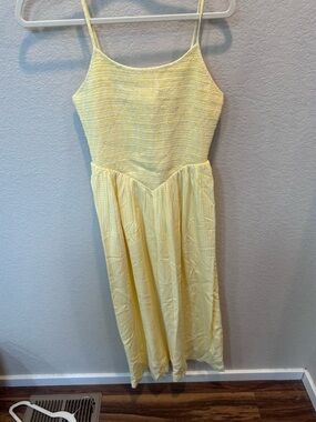 a new day Pale Yellow Spaghetti-Strap Midi Dress